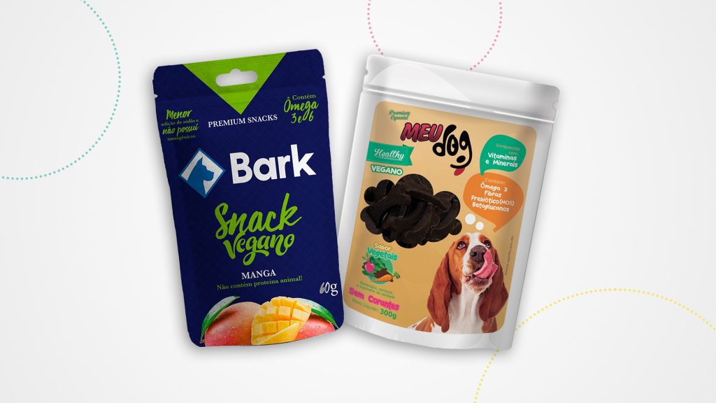 Petisco Snack Bark de Manga e petisco Meu Dog Vegetaris para cães