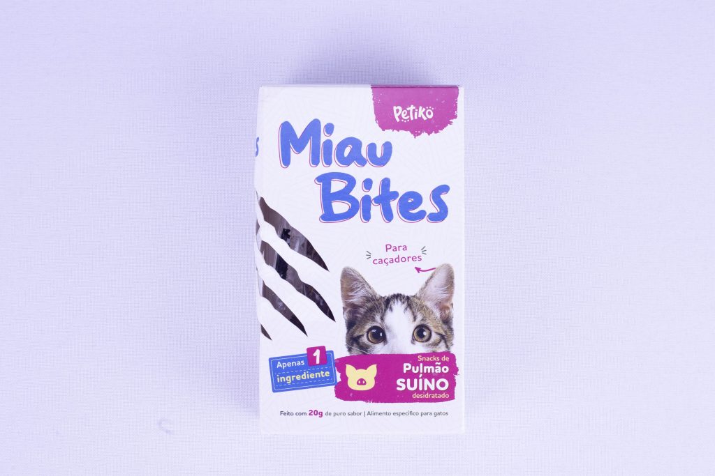 Petisco natural desidratado Miau Bites de pulmão bovino do BOX.Petiko para gatos