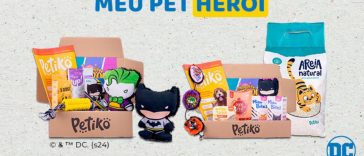 Edição "Meu Pet Herói" do BOX.Petiko para cães e gatos com produtos oficiais da DC Comics